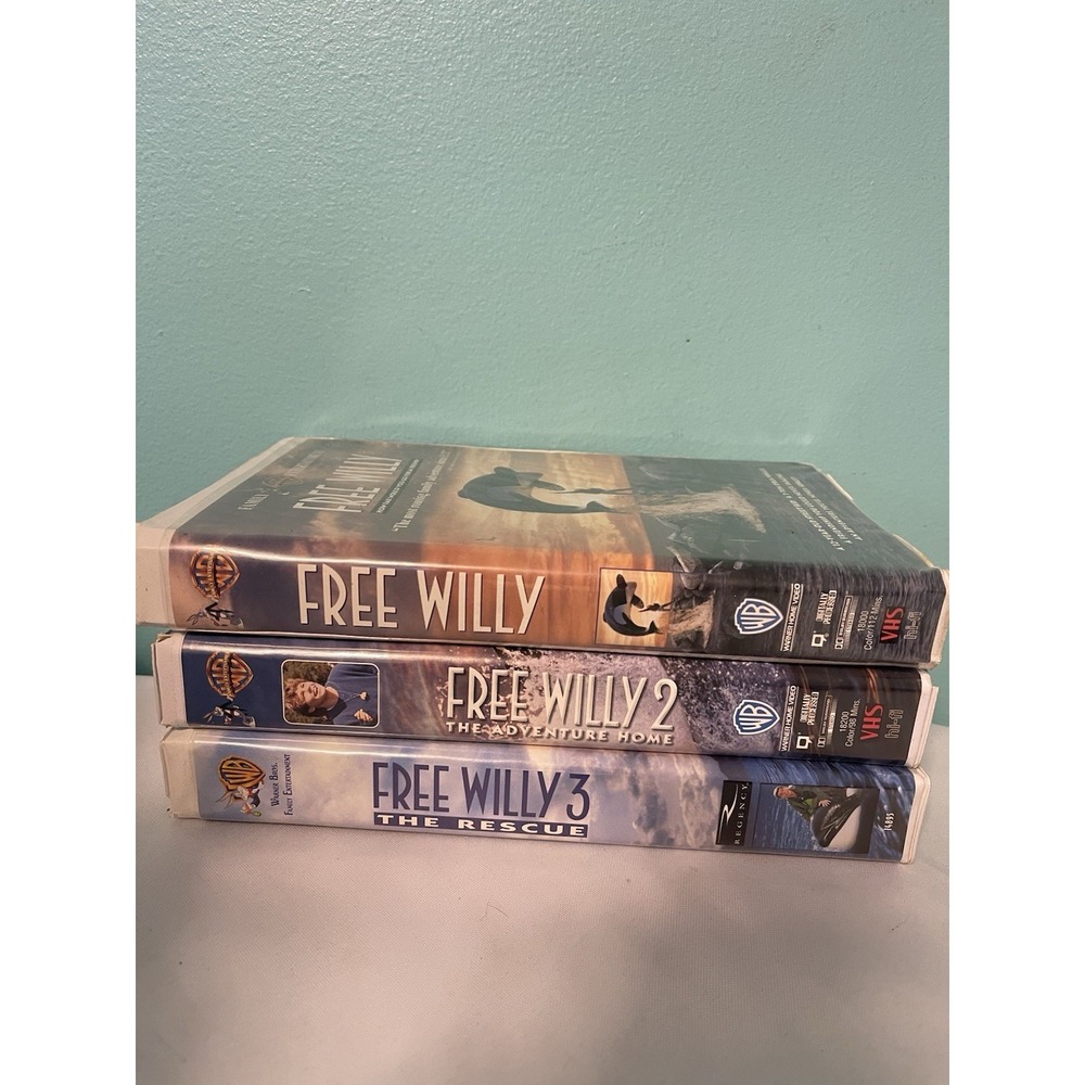 Lot Of 3 Free Willy 1,2 And 3 VHS Warner Brothers
